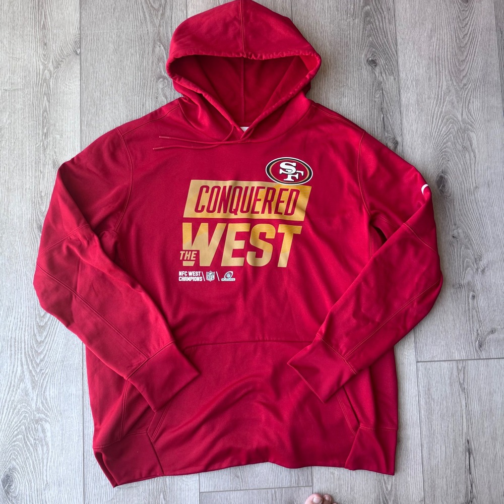 Nike San Francisco 49ers Conquered The West NFC Champions Hoodie Mens XXL Red